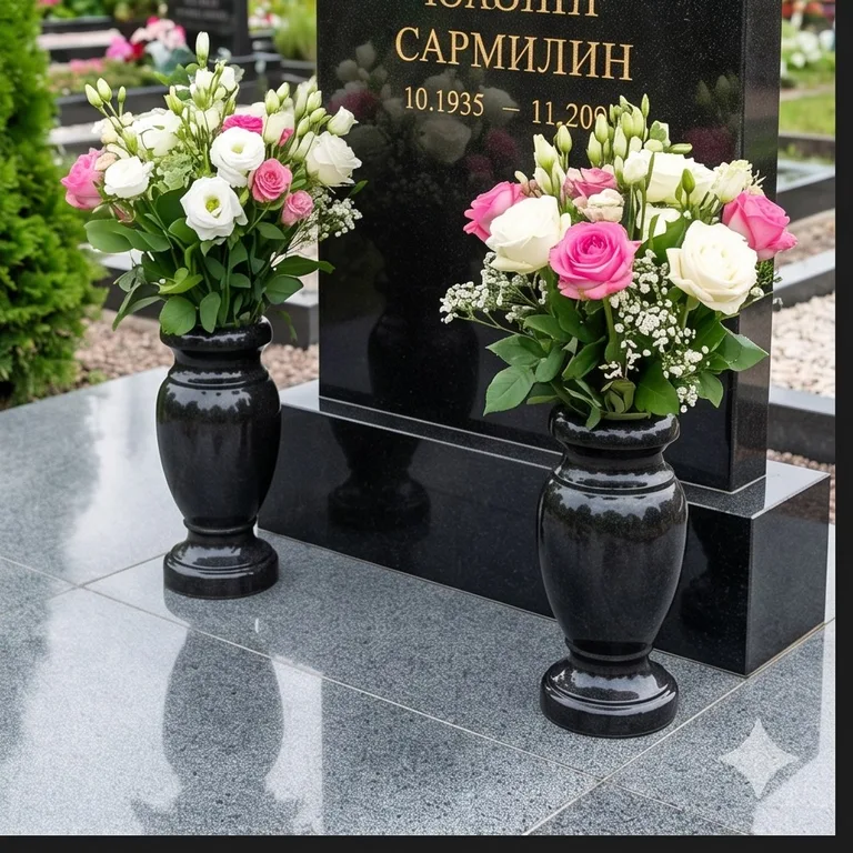 Гранитные вазы для цветов на участке в Оренбурге