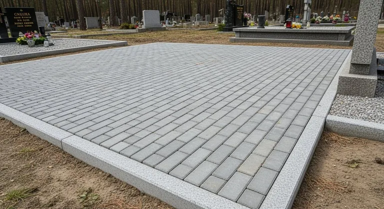 Благоустройство захоронения брусчаткой, образец ПМ037 в Оренбурге