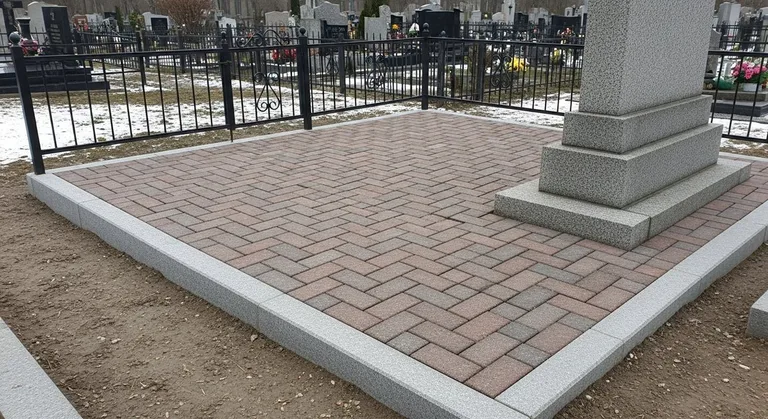 Мощение могильного участка с оградой, образец ПМ045 в Оренбурге