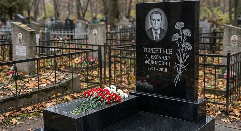 Памятник с гравировкой гвоздик — выполненная работа «Терентьев» в Оренбурге