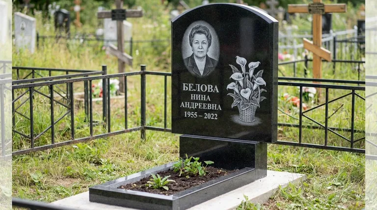 Памятник с гравировкой калл — выполненная работа «Белова» в Оренбурге