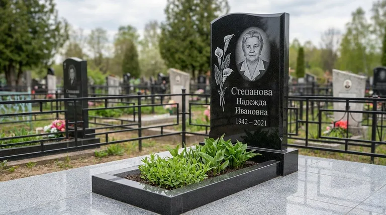 Памятник с гравировкой калл — выполненная работа «Степанова» в Оренбурге