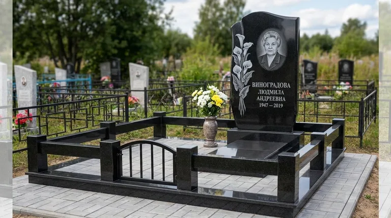 Памятник с гравировкой калл — выполненная работа «Виноградова» в Оренбурге