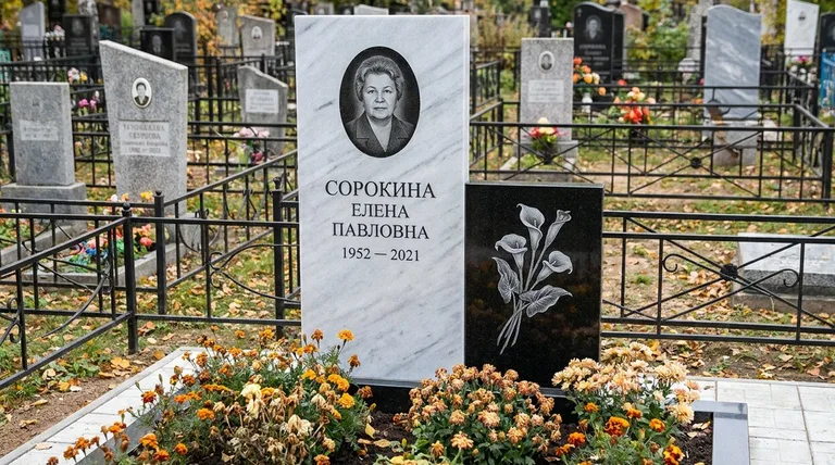 Памятник с гравировкой калл — выполненная работа «Сорокина» в Оренбурге