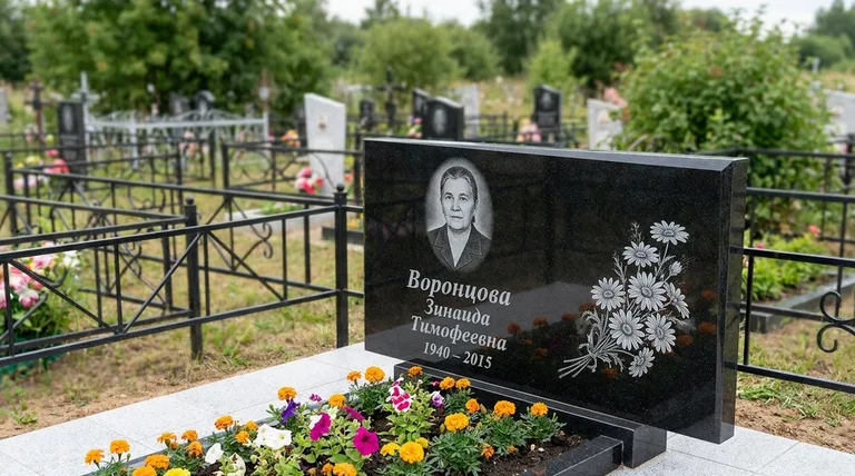 Памятник с гравировкой ромашек — выполненная работа «Воронцова» в Оренбурге