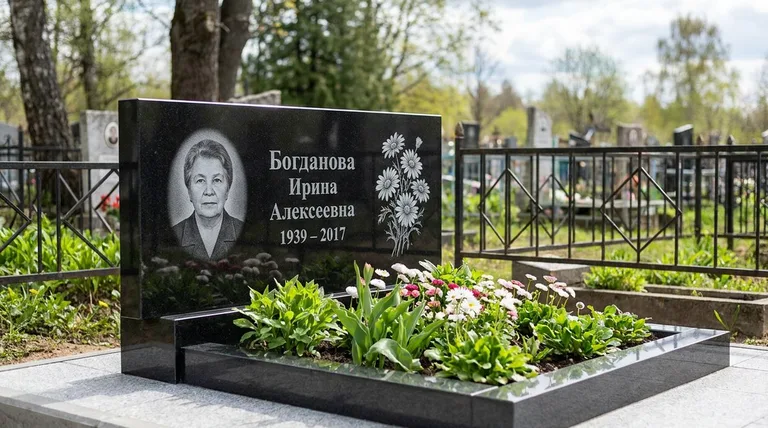 Памятник с гравировкой ромашек — выполненная работа «Богданова» в Оренбурге