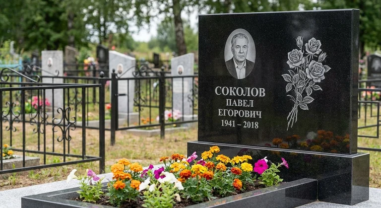 Гравировка роз на памятник в Оренбурге — пример работы на граните