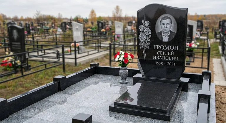 Памятник с гравировкой роз — выполненная работа «Громов» в Оренбурге
