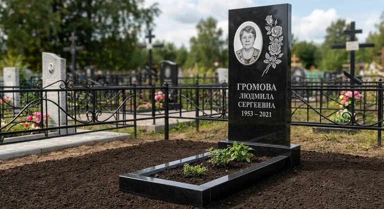 Памятник с гравировкой роз — выполненная работа «Громова» в Оренбурге