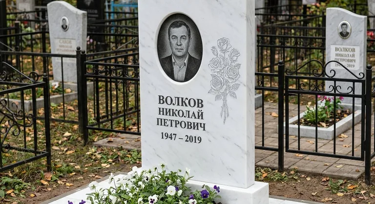 Памятник с гравировкой роз — выполненная работа «Волков» в Оренбурге