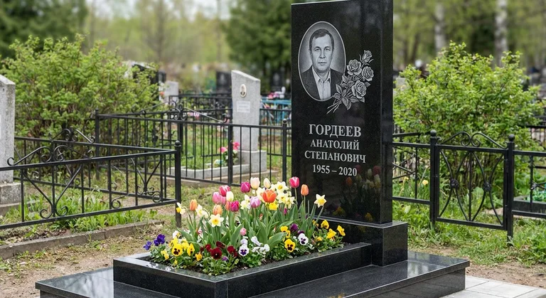 Памятник с гравировкой роз — выполненная работа «Гордеев» в Оренбурге