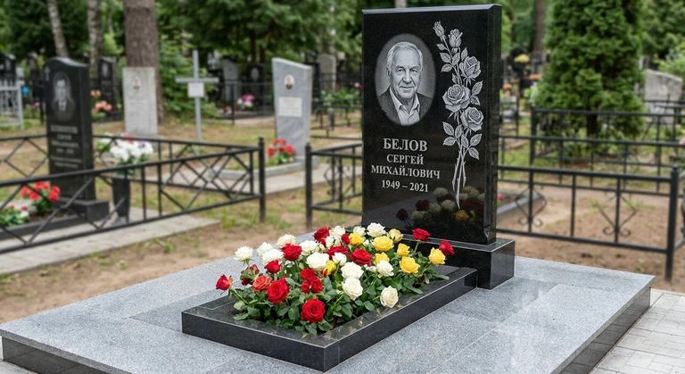 Гравировка цветов на памятник в Оренбурге — розы на граните
