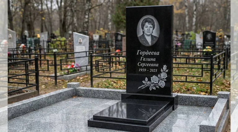 Памятник с гравировкой роз — выполненная работа «Гордеева» в Оренбурге