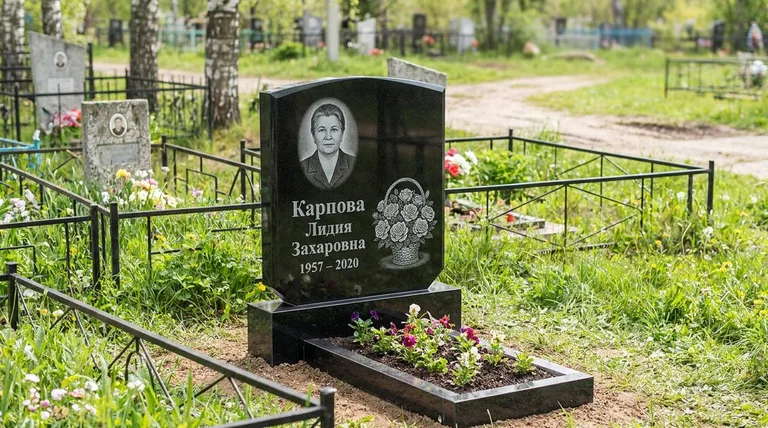 Памятник с гравировкой роз — выполненная работа «Карпова» в Оренбурге
