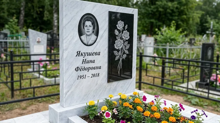 Памятник с гравировкой роз — выполненная работа «Якушева» в Оренбурге