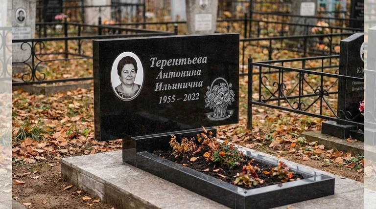 Памятник с гравировкой роз — выполненная работа «Терентьева» в Оренбурге