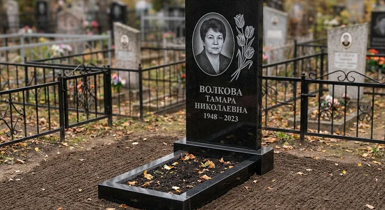 Памятник с гравировкой тюльпанов — выполненная работа «Волкова» в Оренбурге
