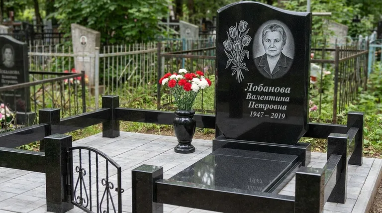 Памятник с гравировкой тюльпанов — выполненная работа «Лобанова» в Оренбурге