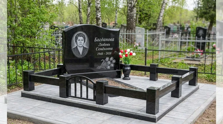 Памятник с гравировкой тюльпанов — выполненная работа «Богданова» в Оренбурге