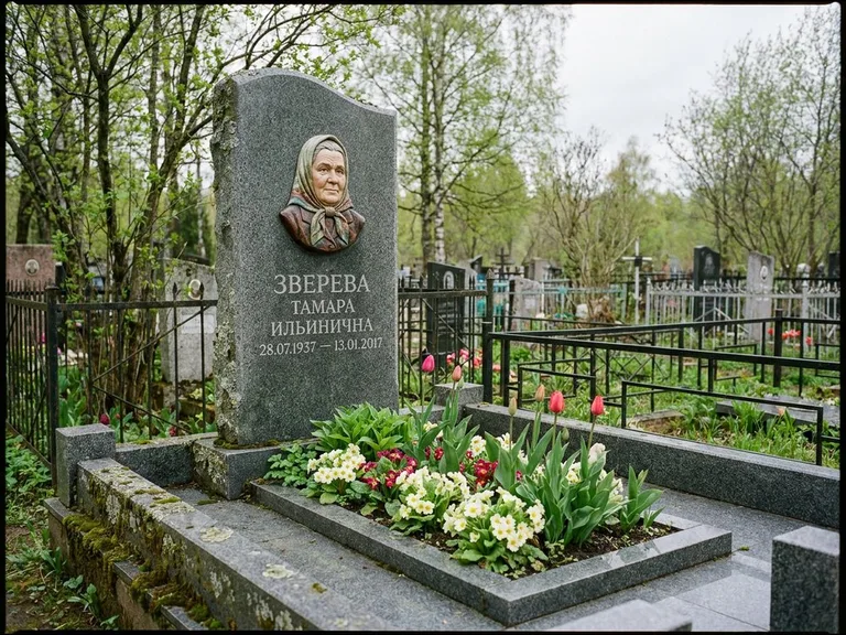 Керамический портрет на летнем кладбище в Оренбурге