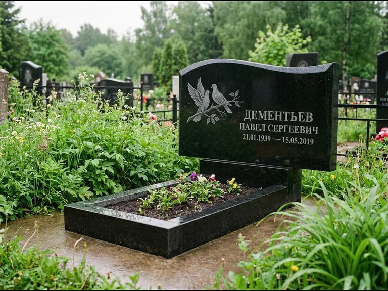 Памятник с гравировкой голубей — гравировка голубей, работа «Дементьев» в Оренбурге