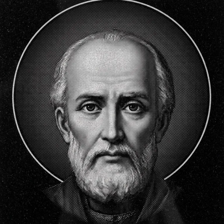 Эскиз иконы: Николай Чудотворец (полутон) — объёмный лик святителя, гравировка на памятник в Оренбурге