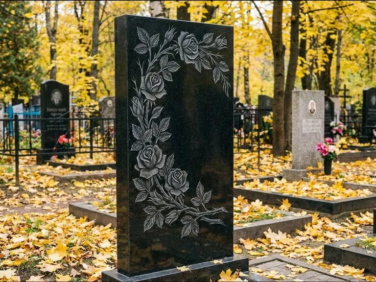 Цветы и орнамент — гравировка с выездом на кладбище в Оренбурге
