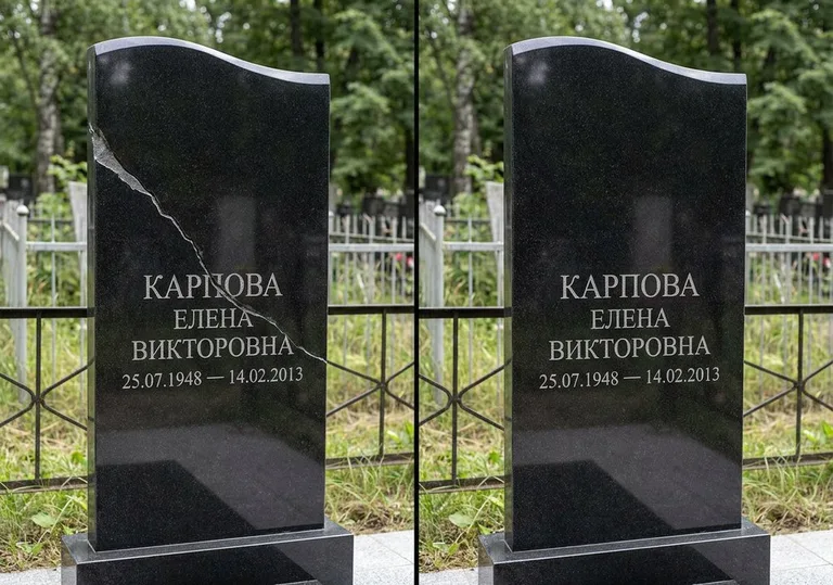 Заделка трещины на чёрном граните: до и после в Оренбурге