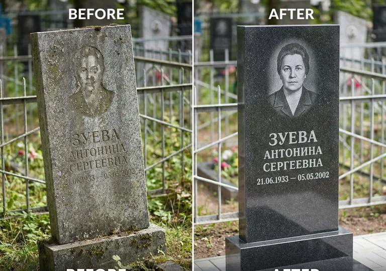 Восстановление сколов кромки гранита: до и после в Оренбурге