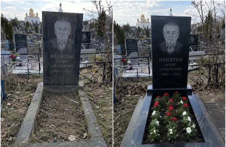 Диптих №3: покраска оградки и прополка цветника с тюльпанами — до и после в Оренбурге