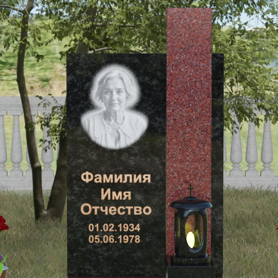 Вертикальный гранитный памятник в Перми, гранит Габбро-диабаз