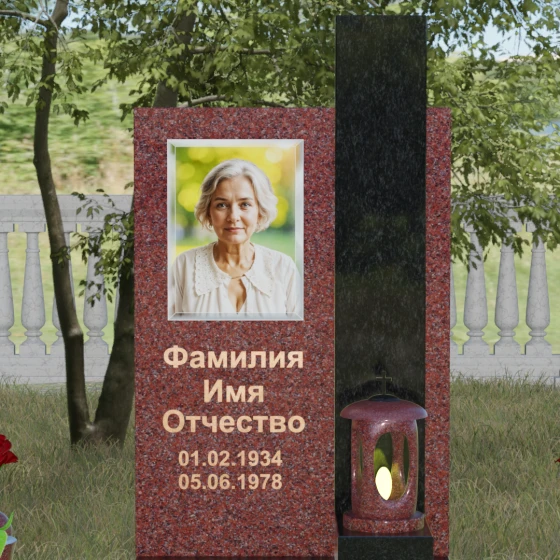 Вертикальный гранитный памятник в Перми, гранит Лезниковский