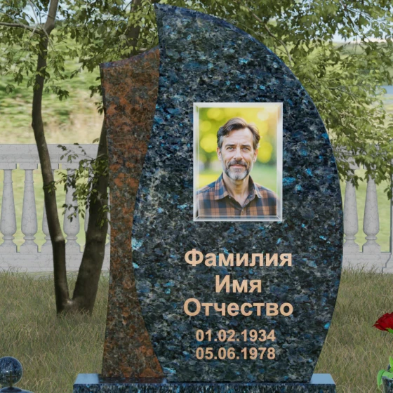 Гранитный светский вертикальный памятник в Красноярске, гранит Блю Перл