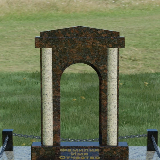Светский вертикальный комбинированный памятник в Оренбурге, гранит Дымовский