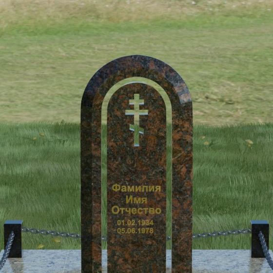 Православный гранитный памятник с крестом в Уфе, гранит Дымовский