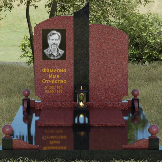 Вертикальный гранитный светский памятник в Перми, гранит Лезниковский, вид 2