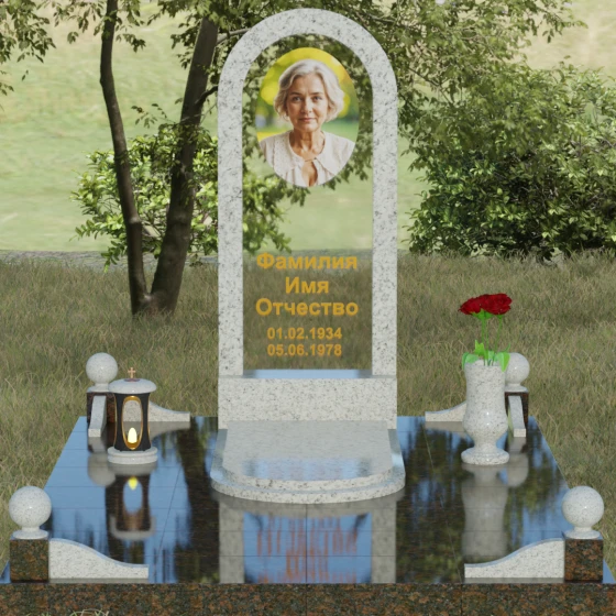 Вертикальный памятник Гранит|Стекло в Оренбурге, гранит Мансуровский, вид 2