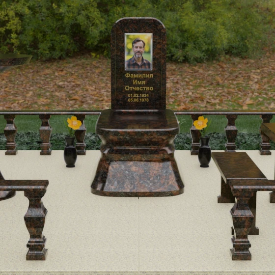 Гранитный мемориал со скругленной стелой, гранит Дымовский