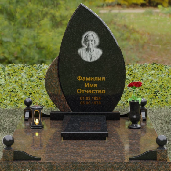Светский комбинированный памятник в Перми, гранит Габбро-диабаз, вид 2