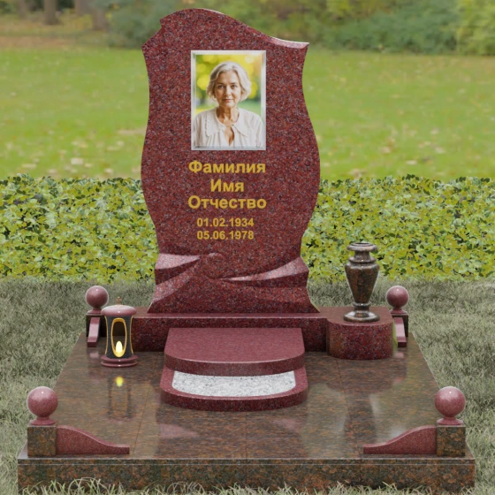 Светский вертикальный гранитный памятник в Казани, гранит Лезниковский, вид 2