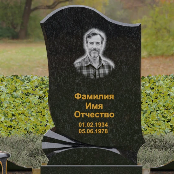 Вертикальный гранитный памятник в Оренбурге, гранит Габбро-диабаз