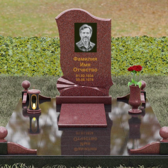 Вертикальный гранитный памятник в Оренбурге, гранит Лезниковский, вид 2