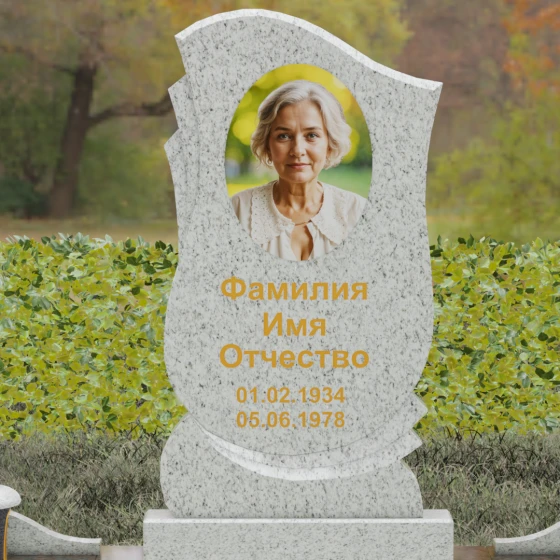 Вертикальный Гранитный памятник для одного в Альметьевске, гранит Мансуровский