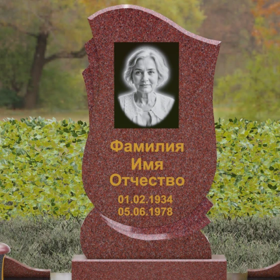 Вертикальный Гранитный памятник для одного в Альметьевске, гранит Лезниковский