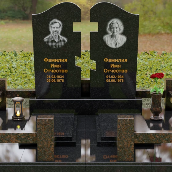 Вертикальный гранитный памятник в Казани, гранит Габбро-диабаз, вид 2