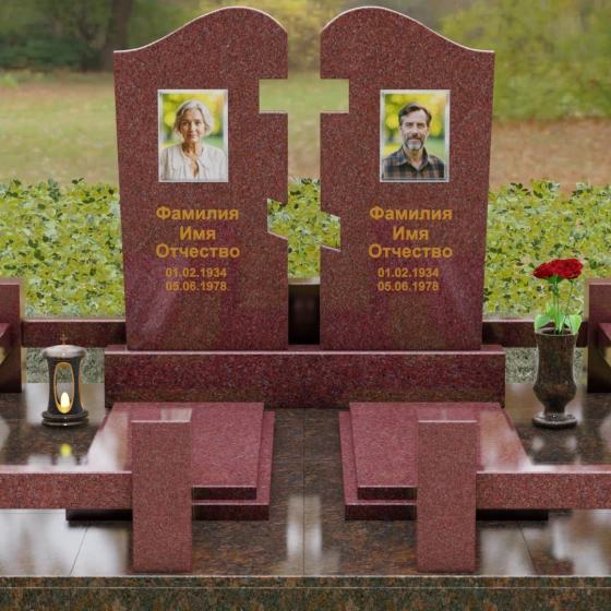 Вертикальный гранитный памятник в Казани, гранит Лезниковский, вид 2