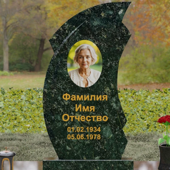 Памятник Гранитный вертикальный для одного в Оренбурге, гранит Балтик грин
