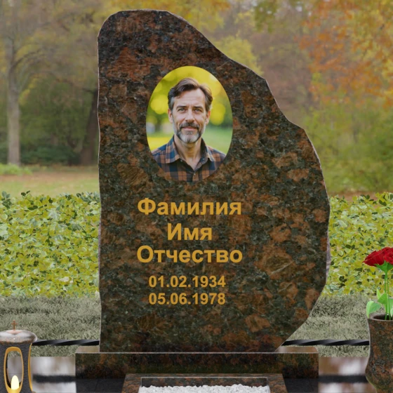 Вертикальный Гранитный памятник сдержанный в Оренбурге, гранит Дымовский