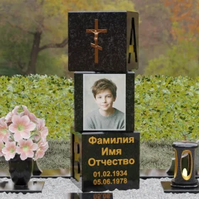 Вертикальный памятник с крестом – П142