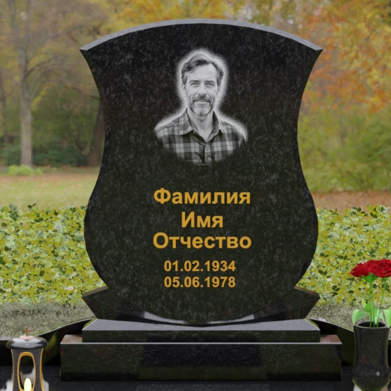 Гранитный одиночный памятник в Оренбурге, гранит Габбро-диабаз